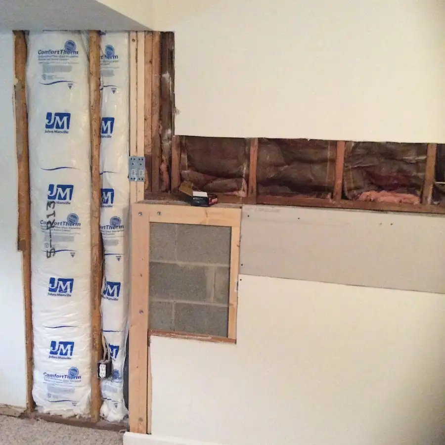 Wall insulation replacement during Basement Flood Cleanup in Lisle